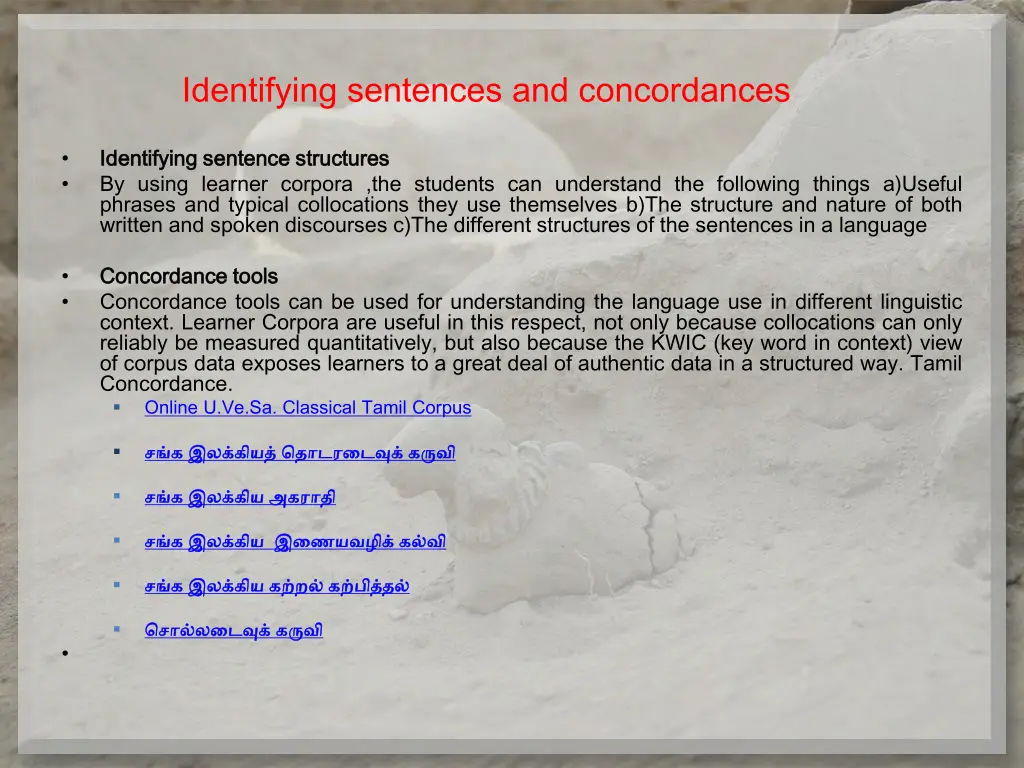 identifying sentences and concordances