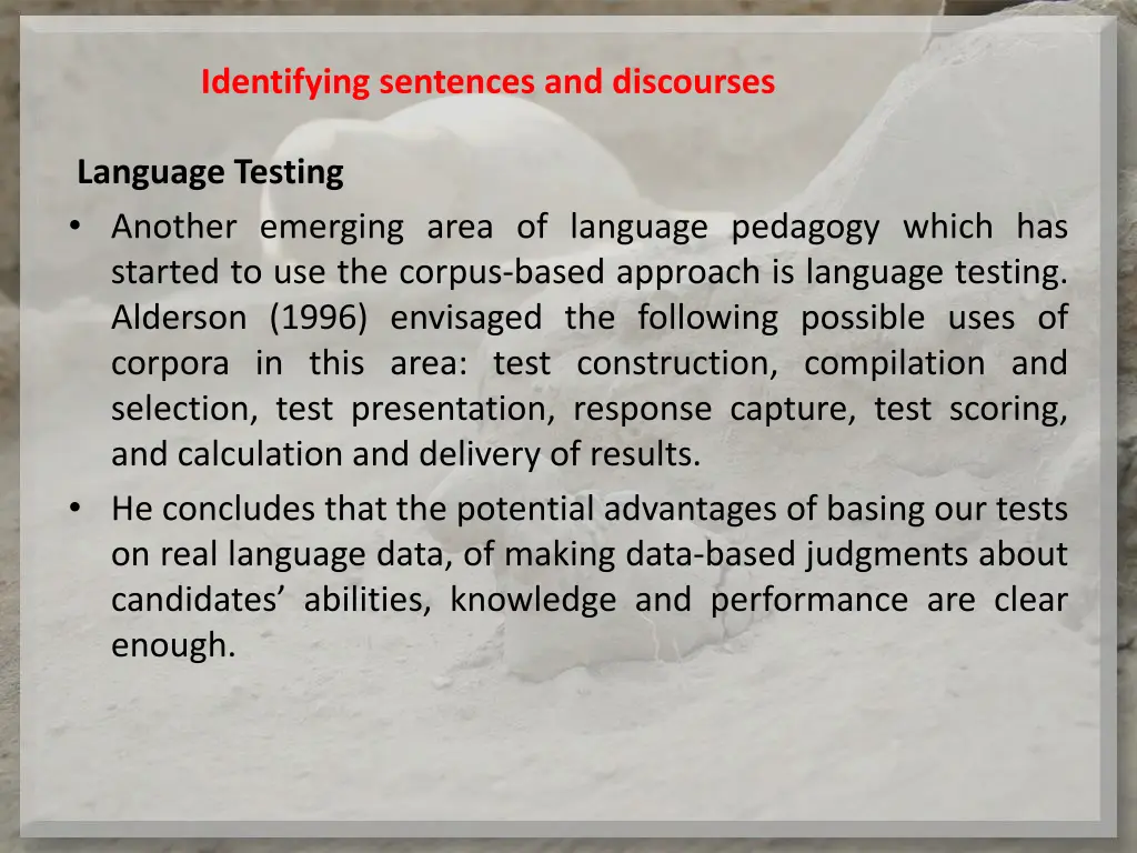 identifying sentences and discourses