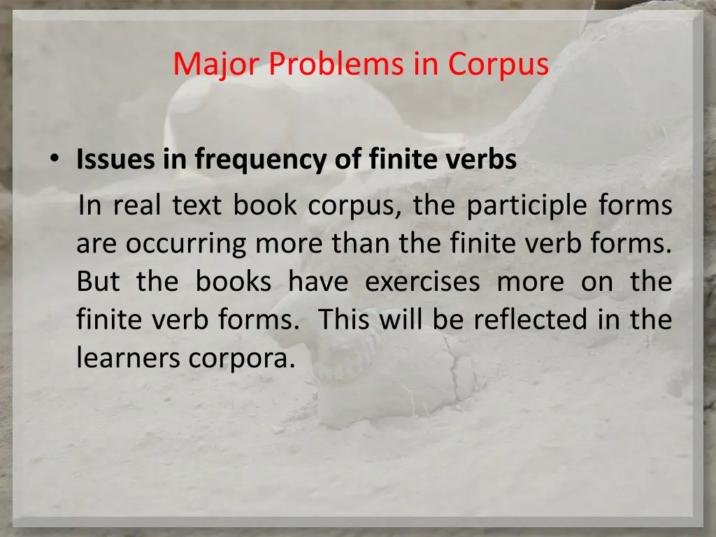 major problems in corpus 2