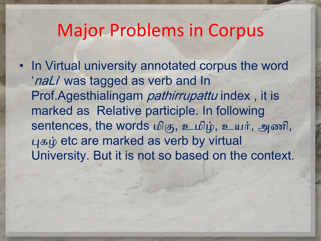 major problems in corpus 4