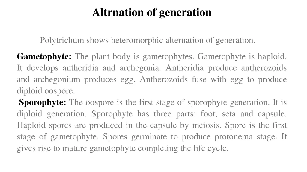 altrnation of generation