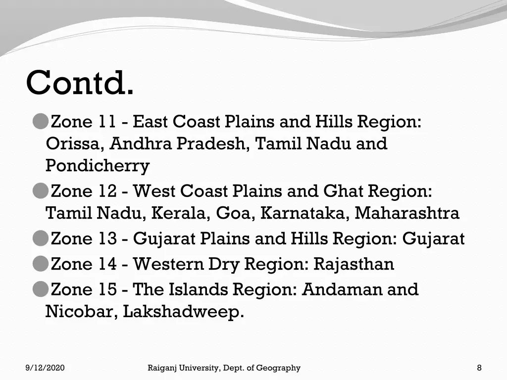 contd zone 11 east coast plains and hills region