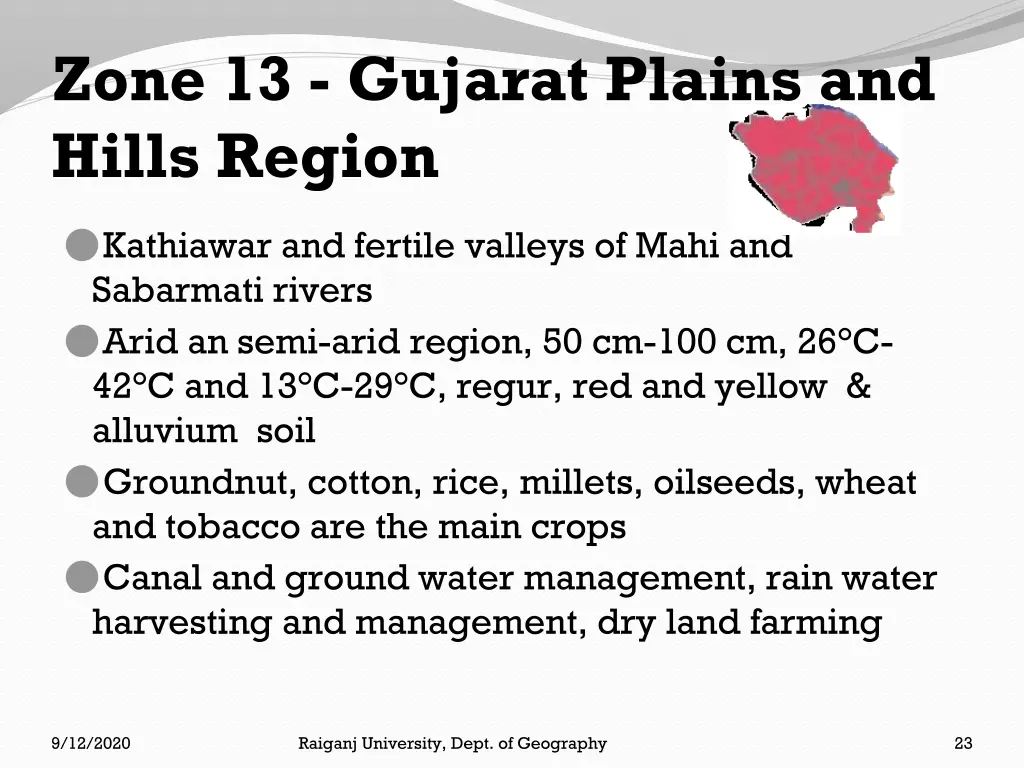 zone 13 gujarat plains and hills region