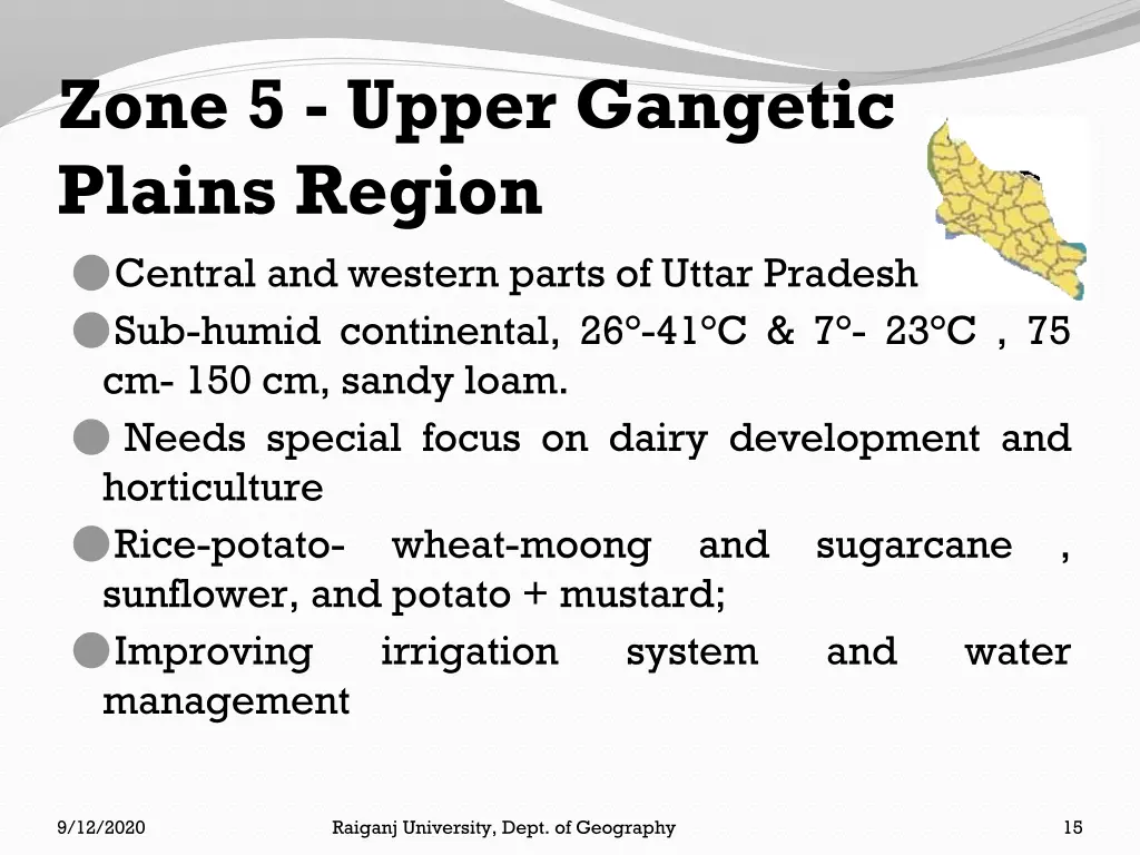 zone 5 upper gangetic plains region central