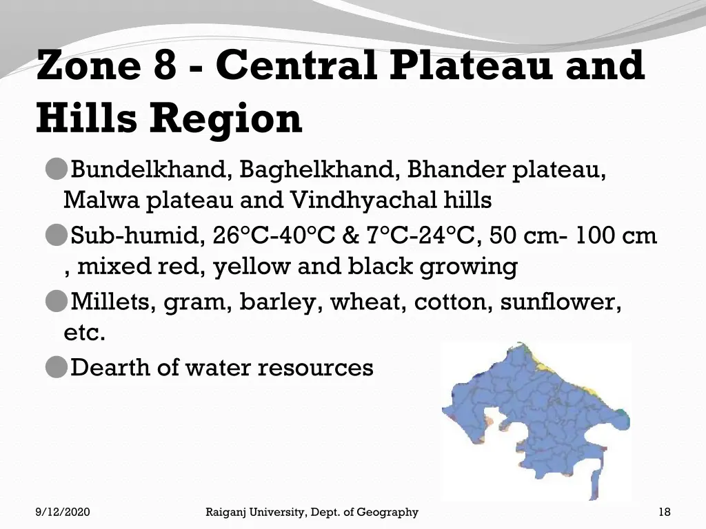 zone 8 central plateau and hills region