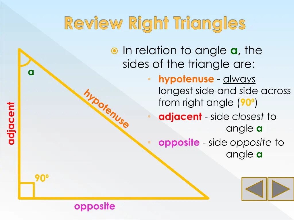 review right triangles