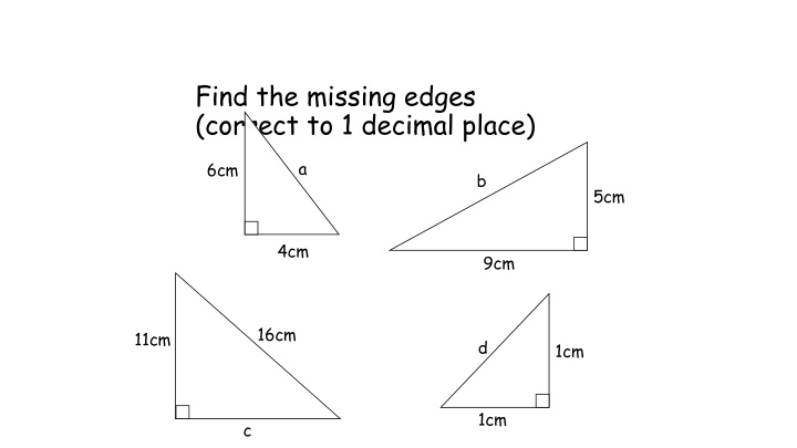 find the missing edges correct to 1 decimal place