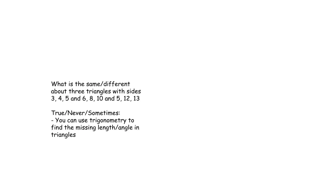 what is the same different about three triangles