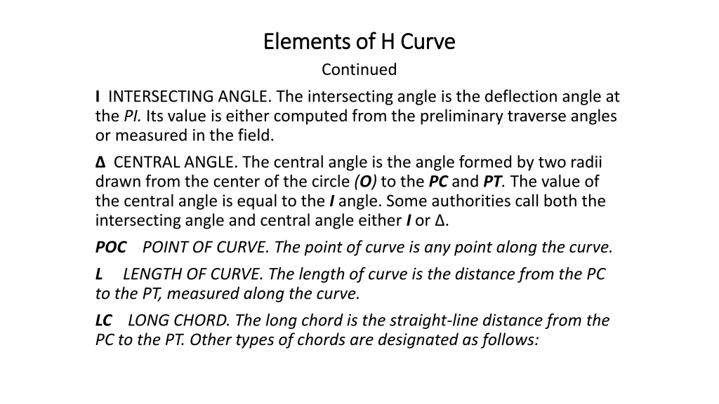 elements of h curve elements of h curve continued