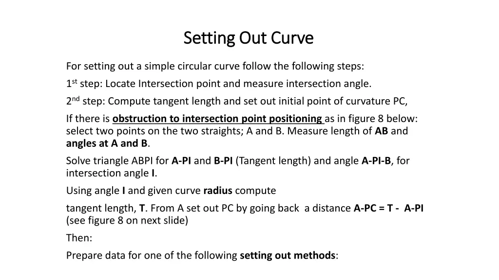 setting out curve setting out curve