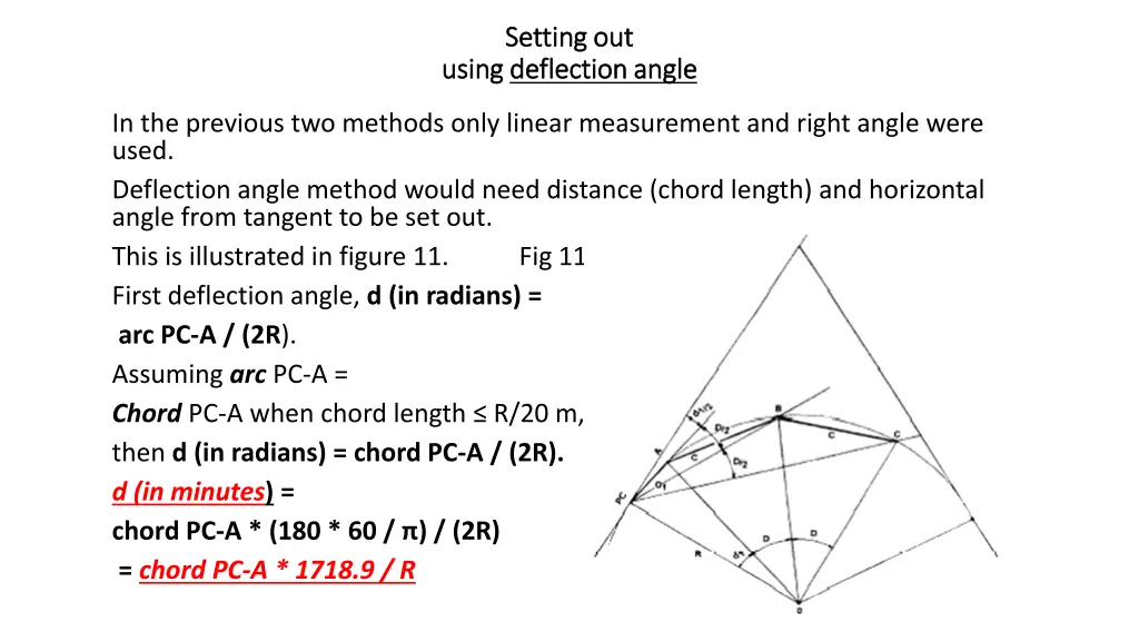 setting out setting out using using deflection