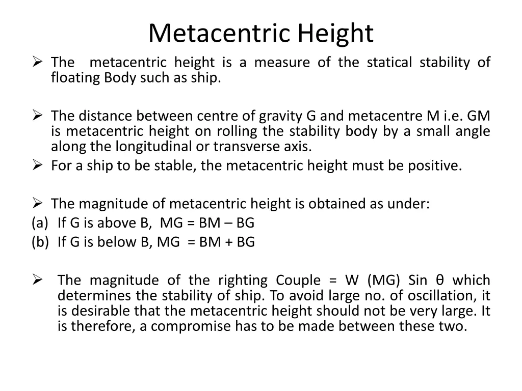 metacentric height metacentric height