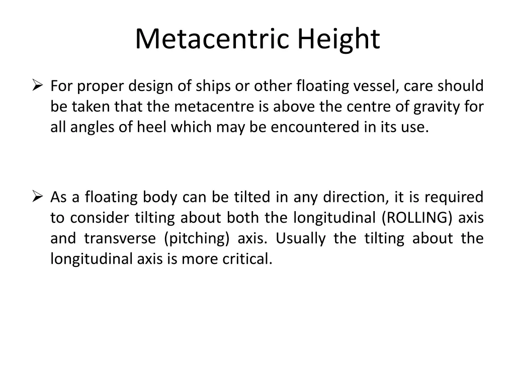 metacentric height