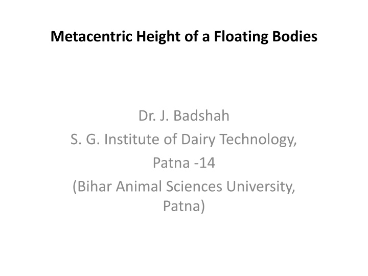 metacentric height of a floating bodies