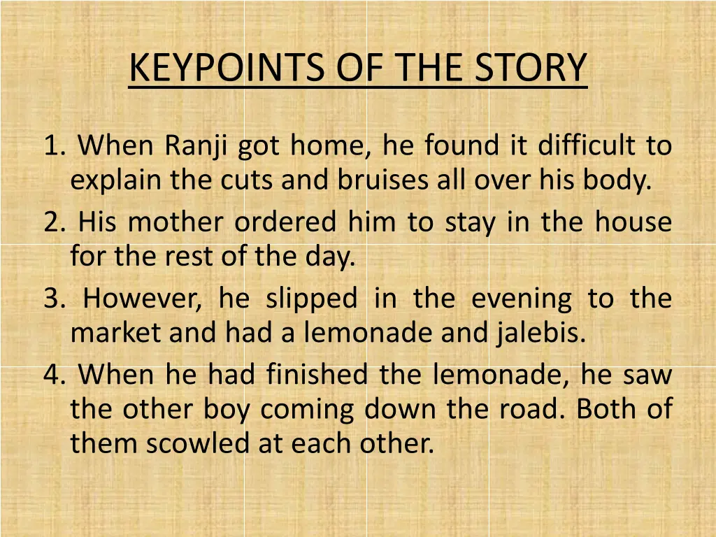 keypoints of the story