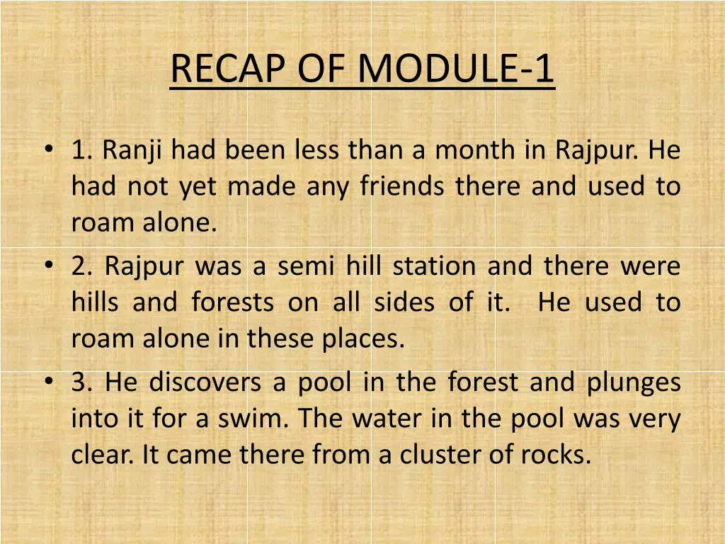 recap of module 1