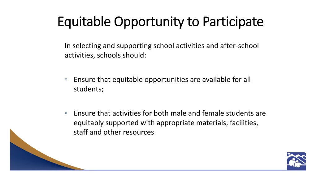 equitable opportunity to participate equitable