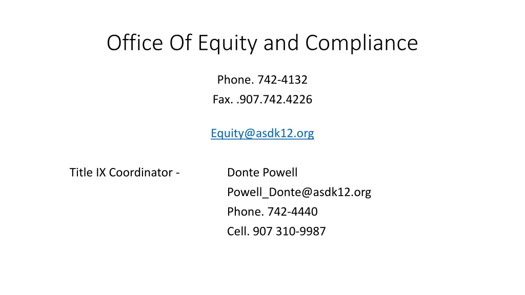 office of equity and compliance