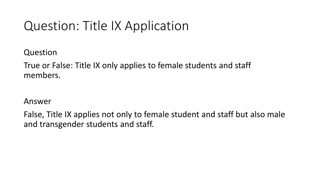 question title ix application