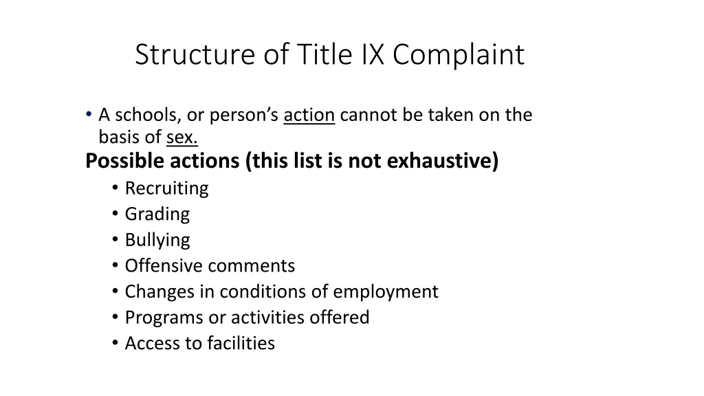 structure of title ix complaint