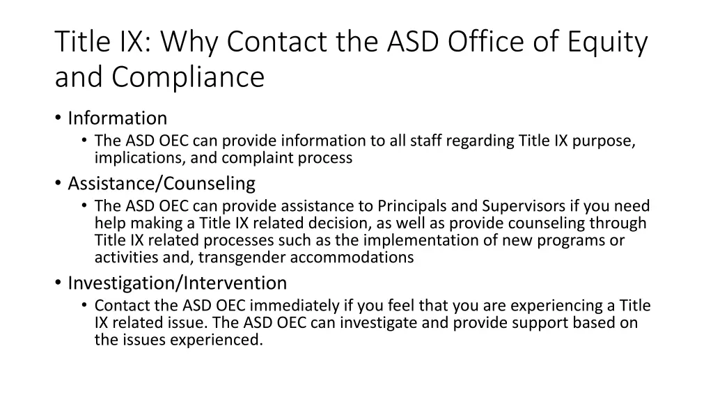 title ix why contact the asd office of equity