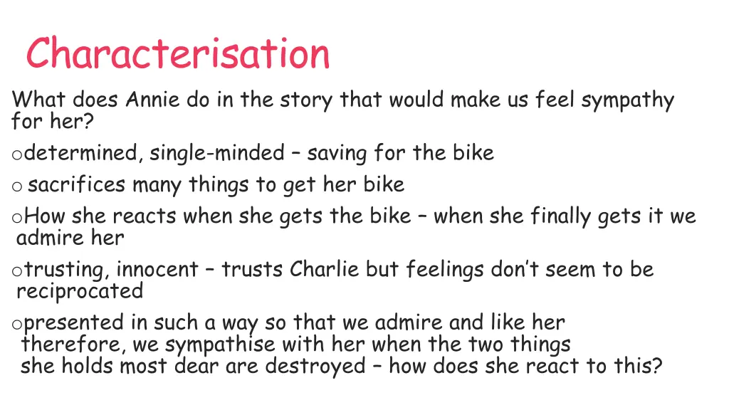 characterisation what does annie do in the story