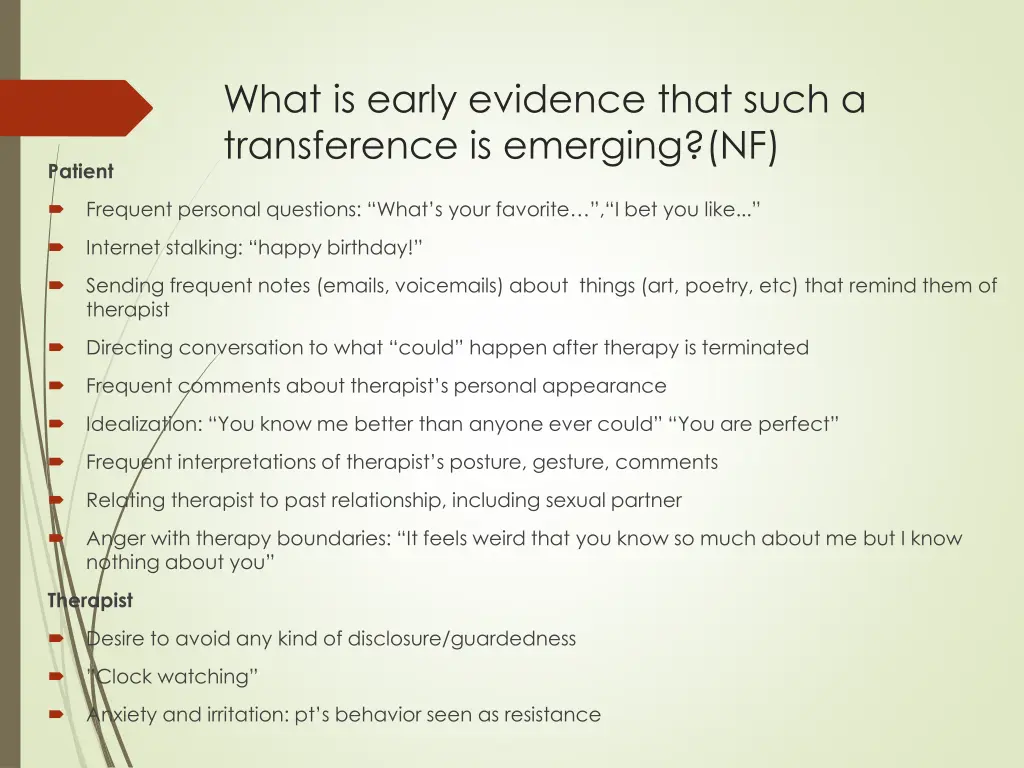 what is early evidence that such a transference 1