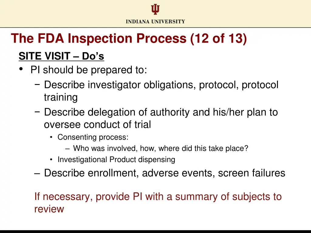 the fda inspection process 12 of 13 site visit