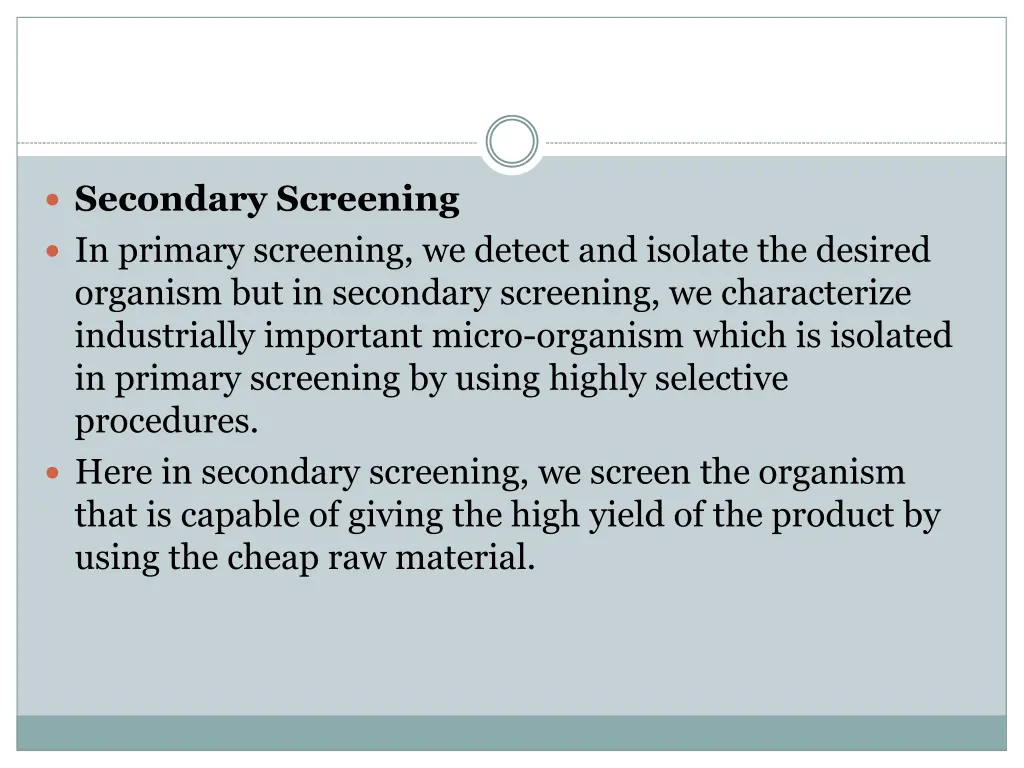 secondary screening in primary screening