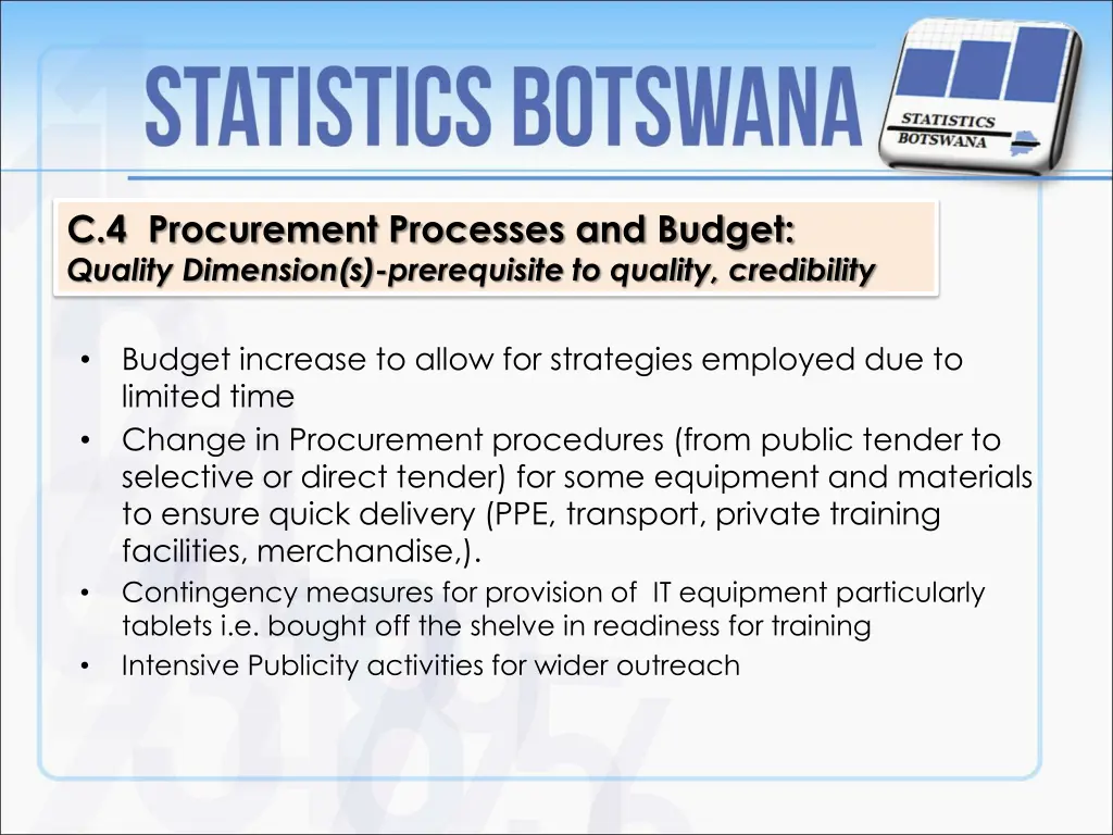 c 4 procurement processes and budget quality