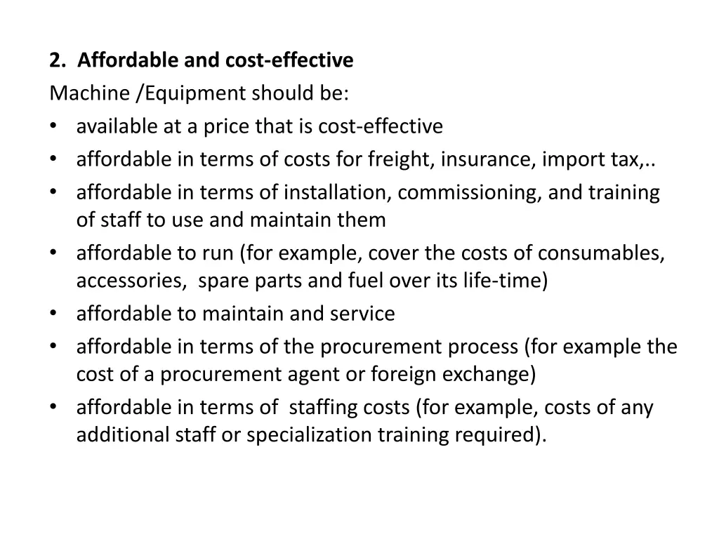 2 affordable and cost effective machine equipment