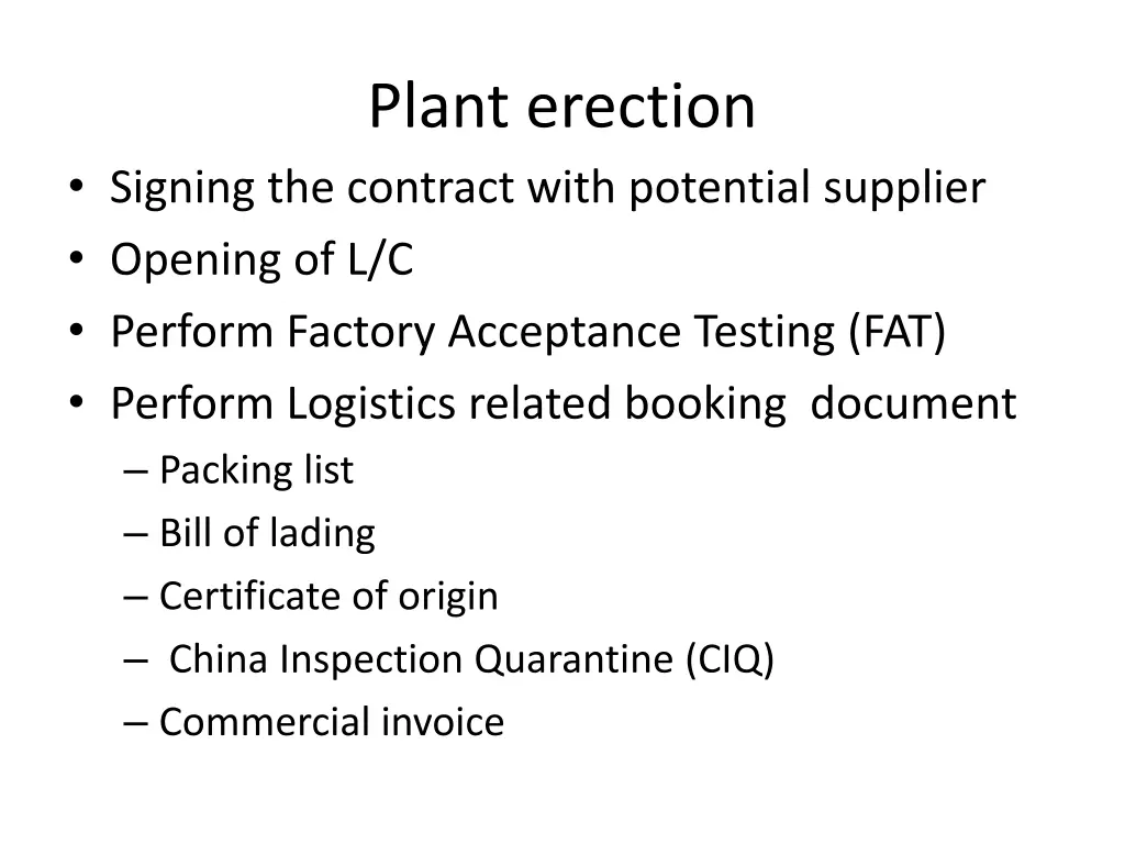 plant erection