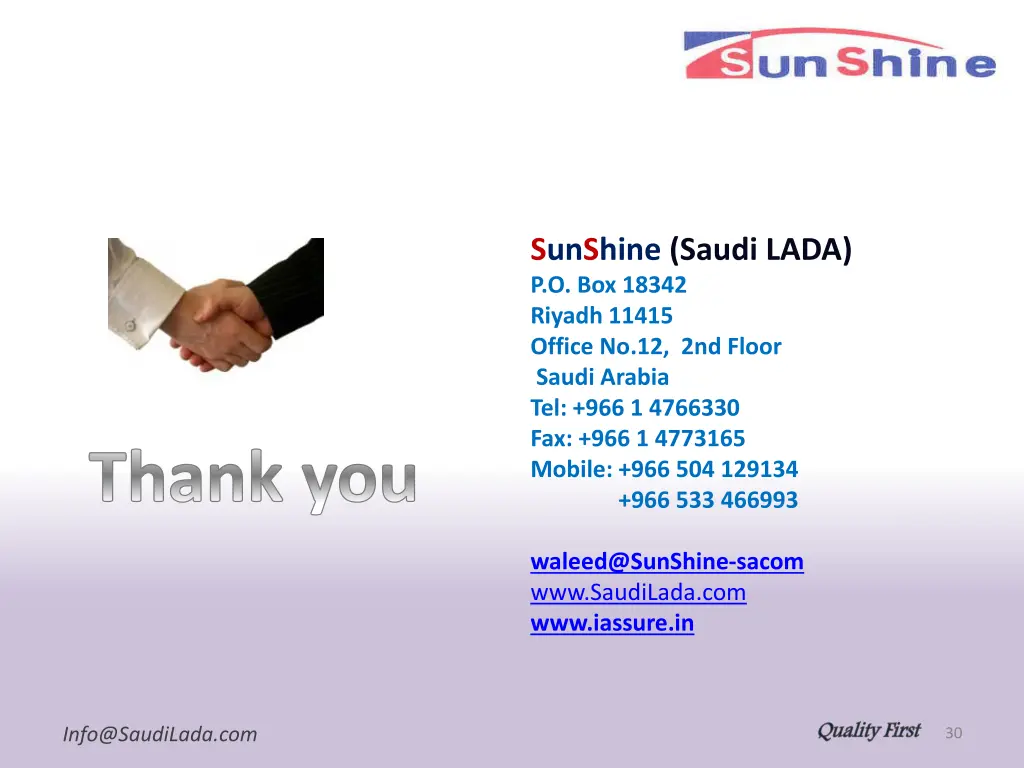 sunshine saudi lada p o box 18342 riyadh 11415