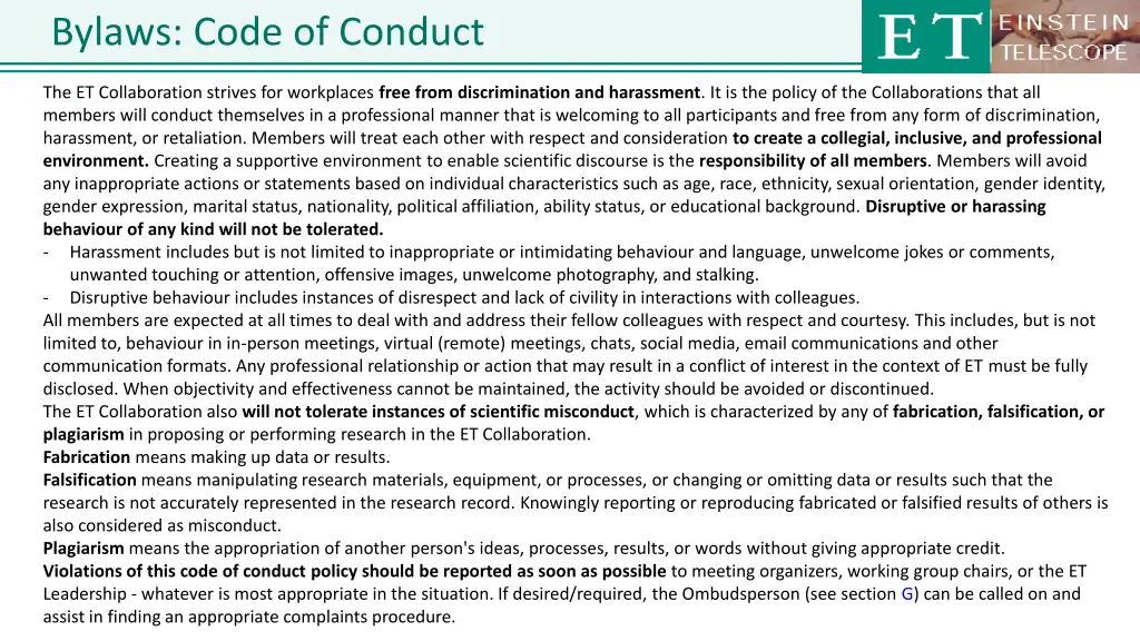 bylaws code of conduct