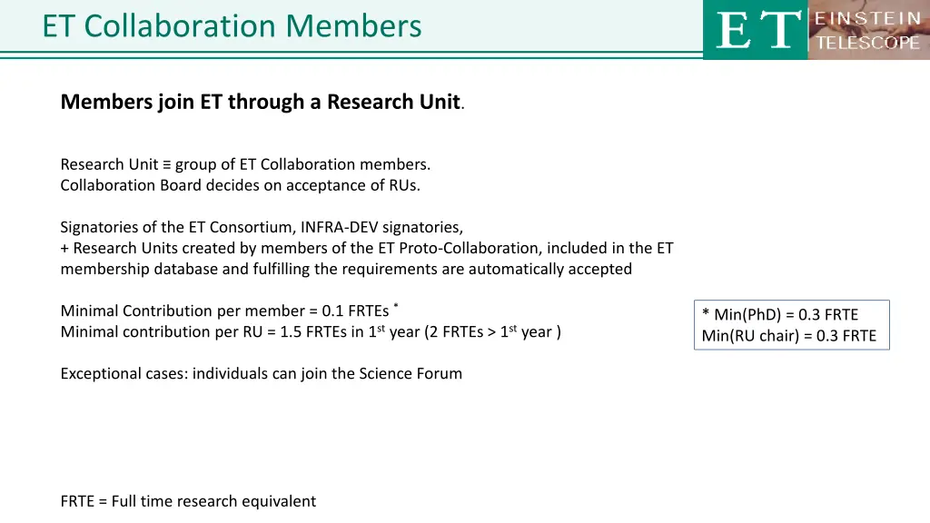 et collaboration members