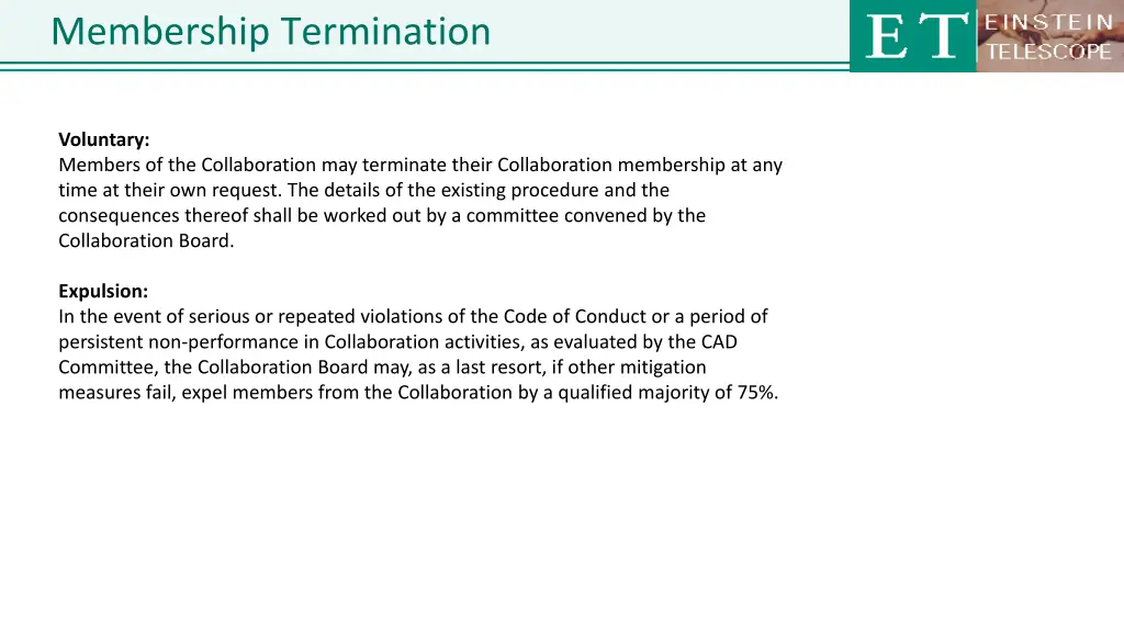 membership termination