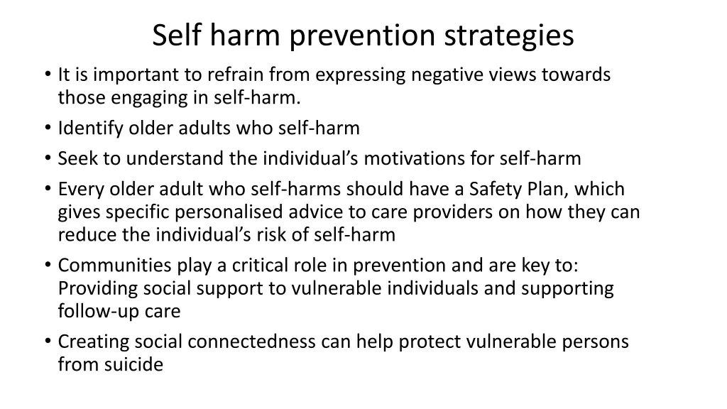 self harm prevention strategies it is important