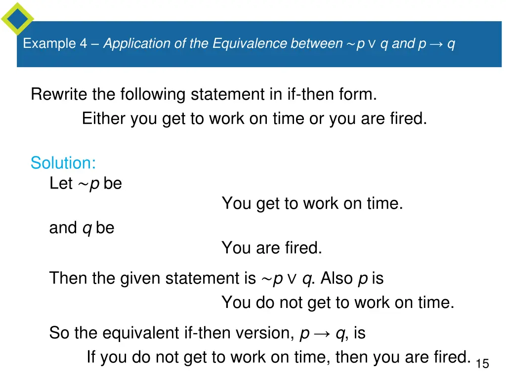 example 4 application of the equivalence between