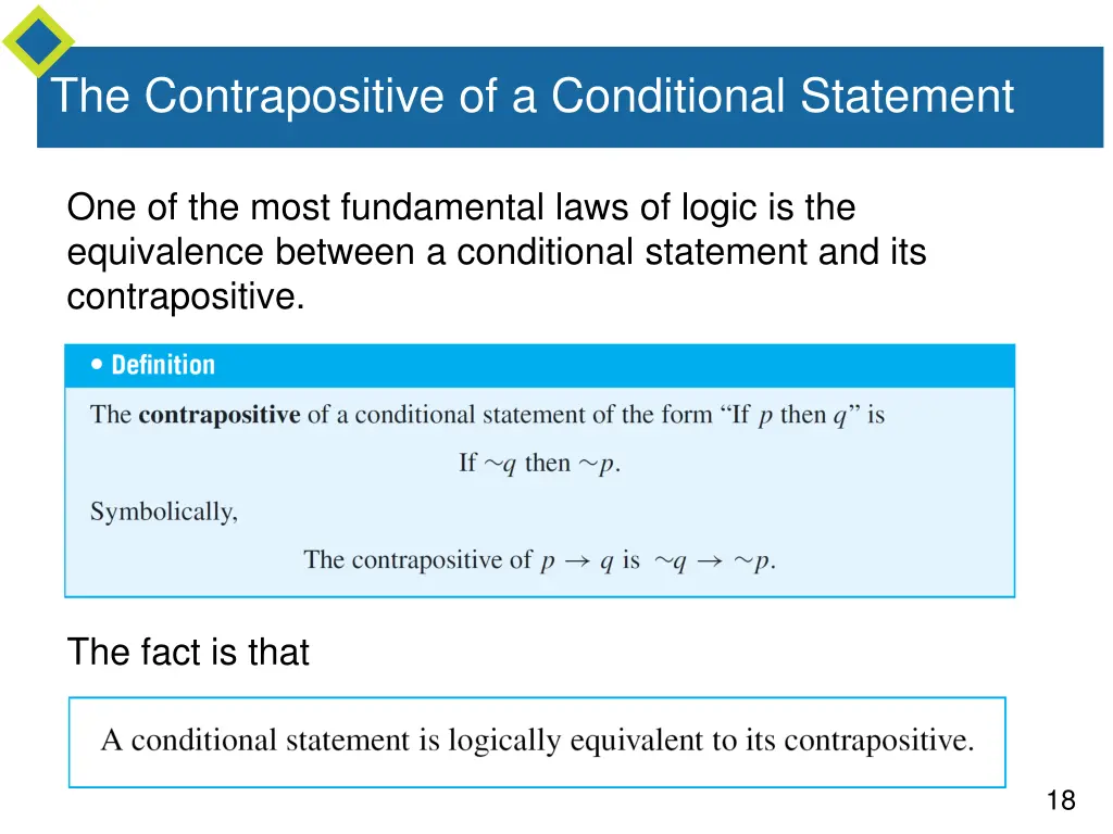 the contrapositive of a conditional statement