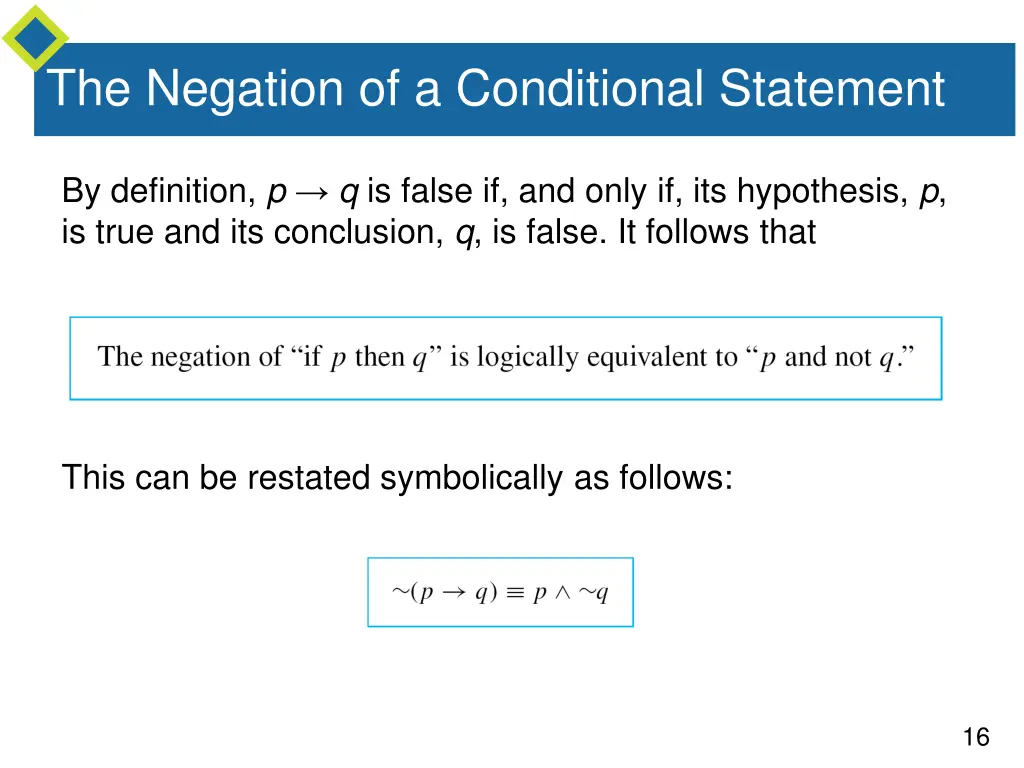 the negation of a conditional statement