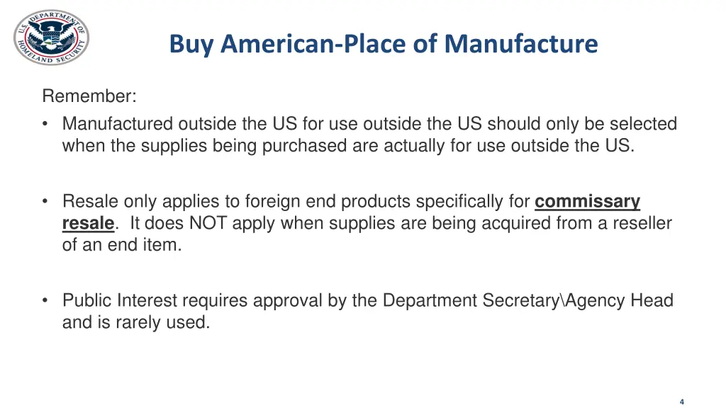 buy american place of manufacture