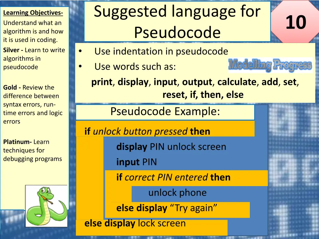 suggested language for pseudocode use indentation