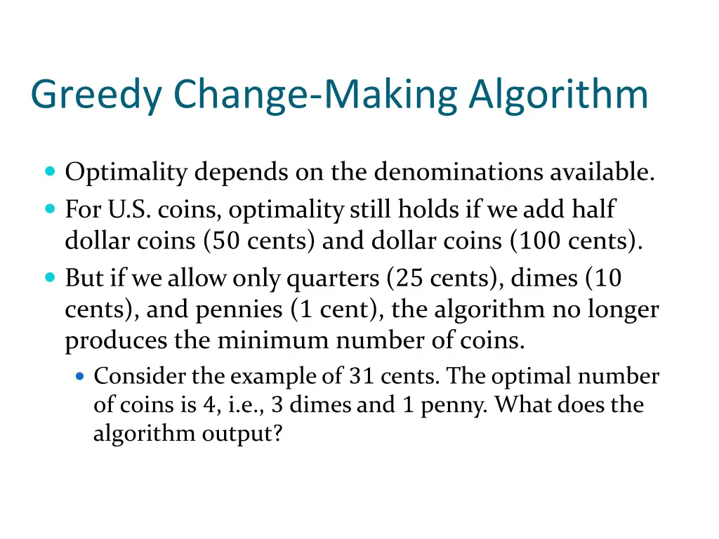 greedy change making algorithm 1