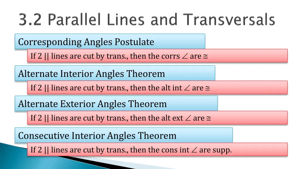 corresponding angles postulate if 2 lines