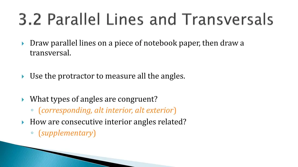 draw parallel lines on a piece of notebook paper