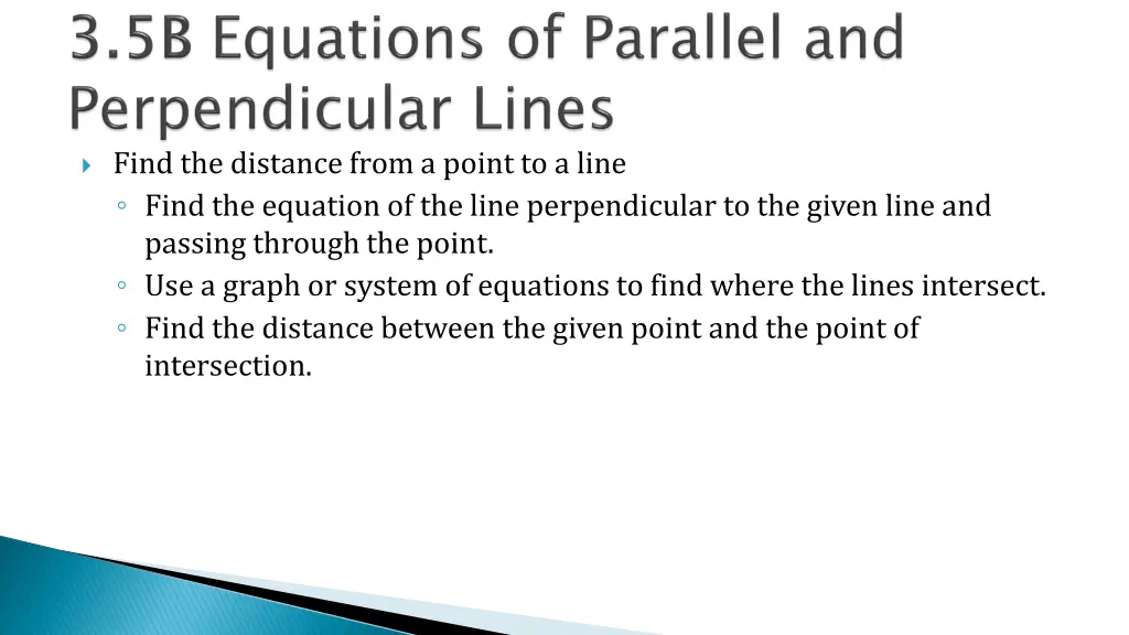 find the distance from a point to a line find