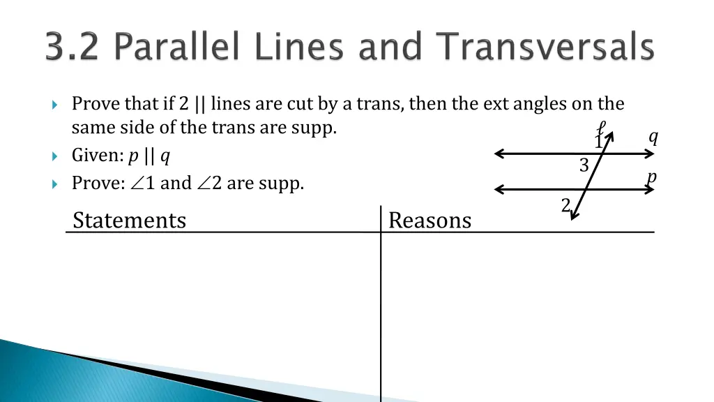 prove that if 2 lines are cut by a trans then