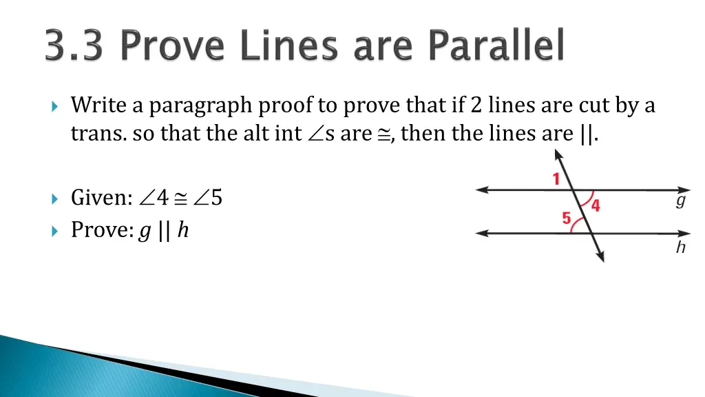 write a paragraph proof to prove that if 2 lines