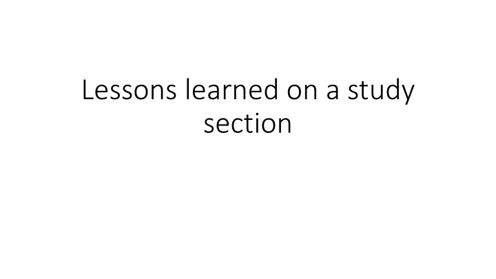 lessons learned on a study section