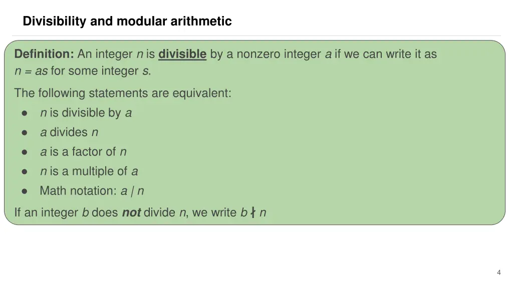 divisibility and modular arithmetic